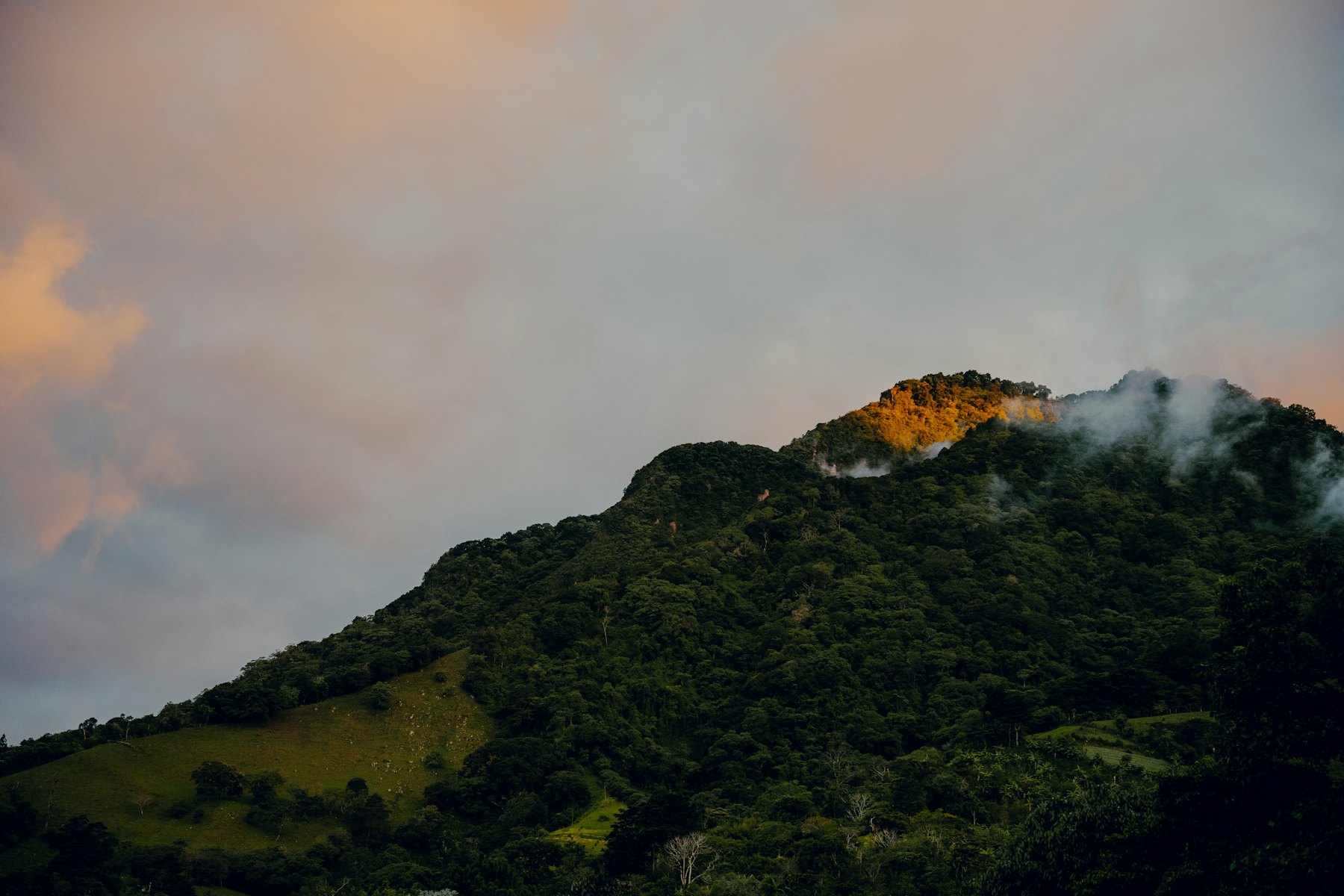 Forested ridge under low cloud in the Costa Rican highlands