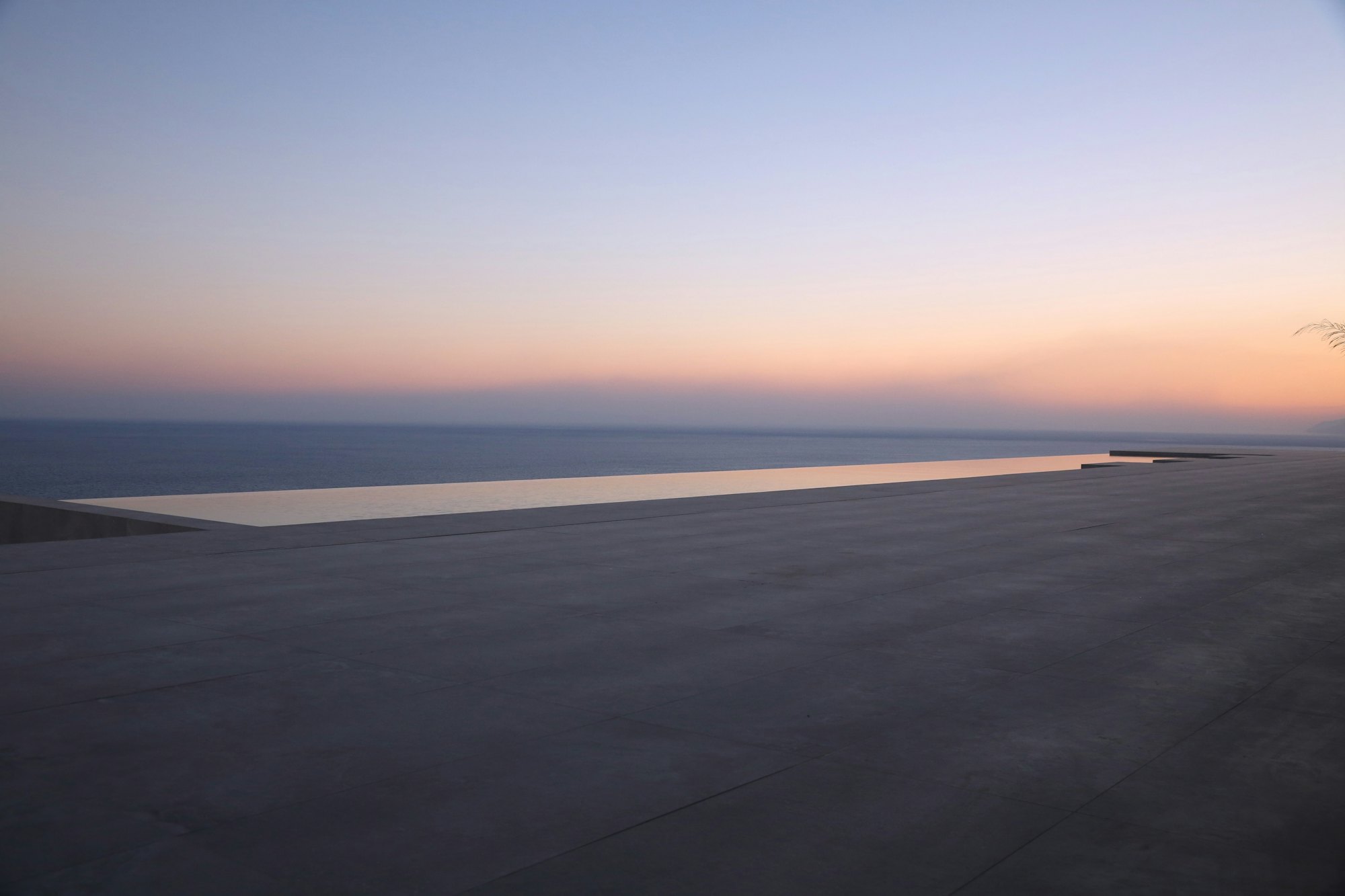 The Pacific horizon seen from the terrace at dusk