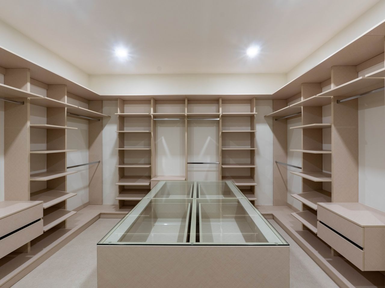 Walk-in closet fitted out along both walls